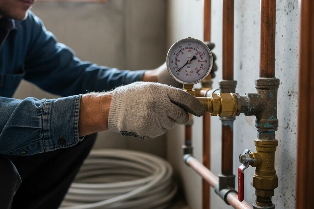 Pressure testing a repaired line during Water Line Repair in Camak
